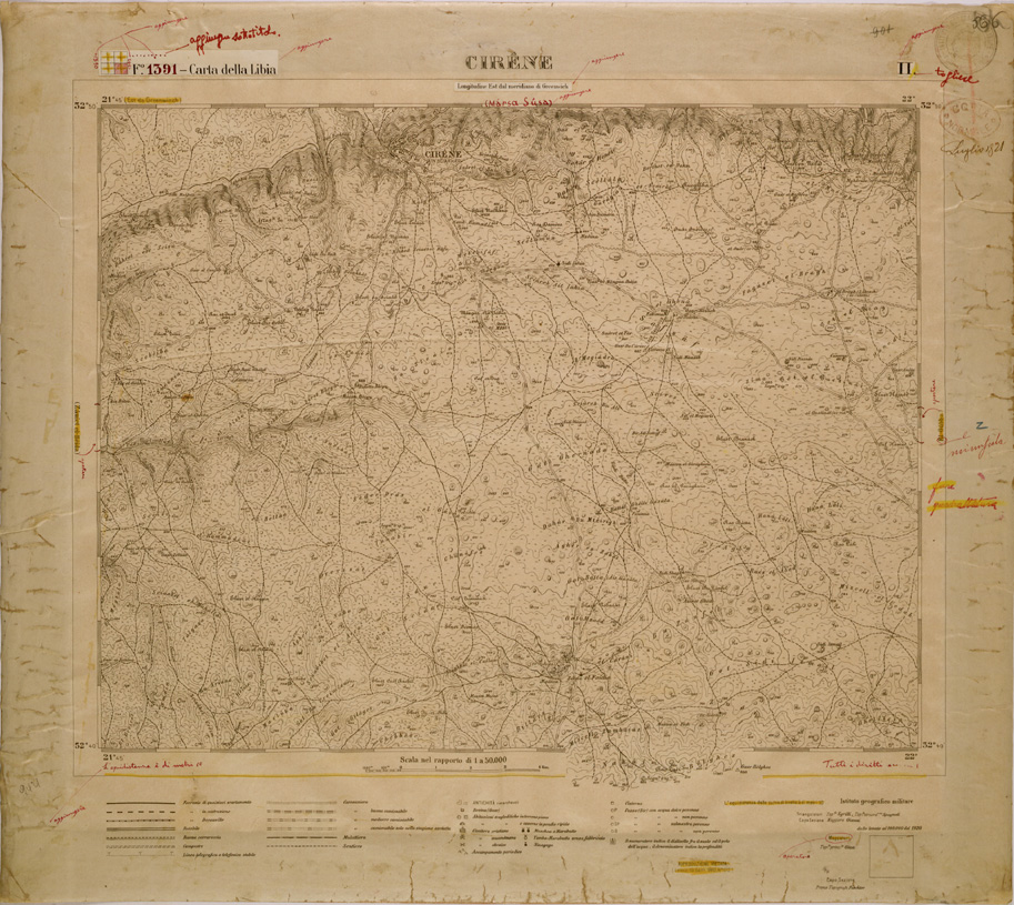 (N:30807) CARTA DELLA LIBIA - FOGLIO 1391 II - CIRENE (SE004242) Carte e stampe antiche: riproduzione a colori su carta (formato A1)