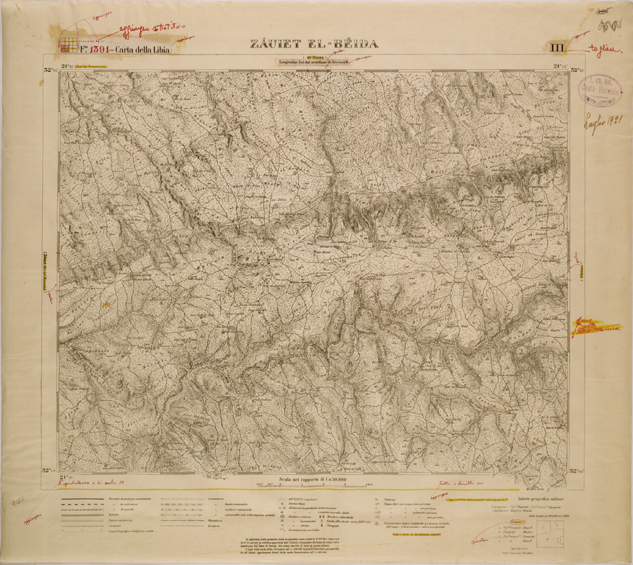 (N:30808) CARTA DELLA LIBIA - FOGLIO 1391 III - ZAUIET EL BEIDA (SE004243) Carte e stampe antiche: riproduzione a colori su carta (formato A1)