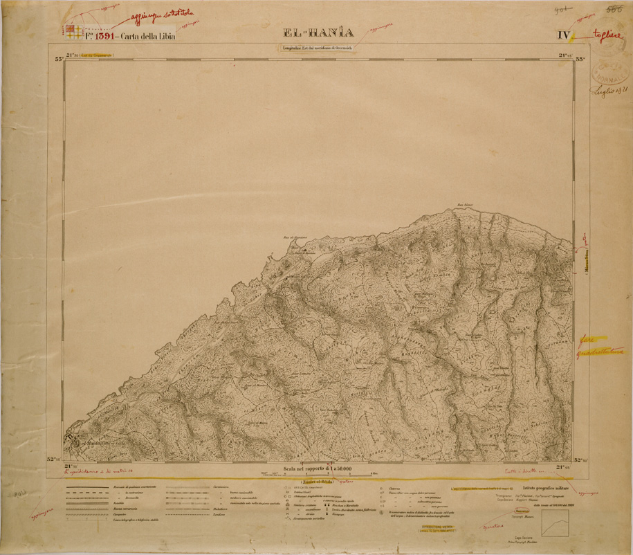 (N:30809) CARTA DELLA LIBIA - FOGLIO 1391 IV - EL HANIA (SE004244) Carte e stampe antiche: riproduzione a colori su carta (formato A1)