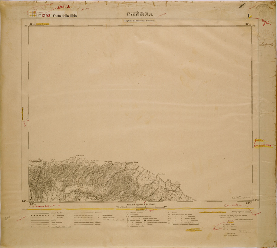 (N:30810) CARTA DELLA LIBIA - FOGLIO 1392 I - CHERSA (SE004245) Carte e stampe antiche: riproduzione a colori su carta (formato A1)
