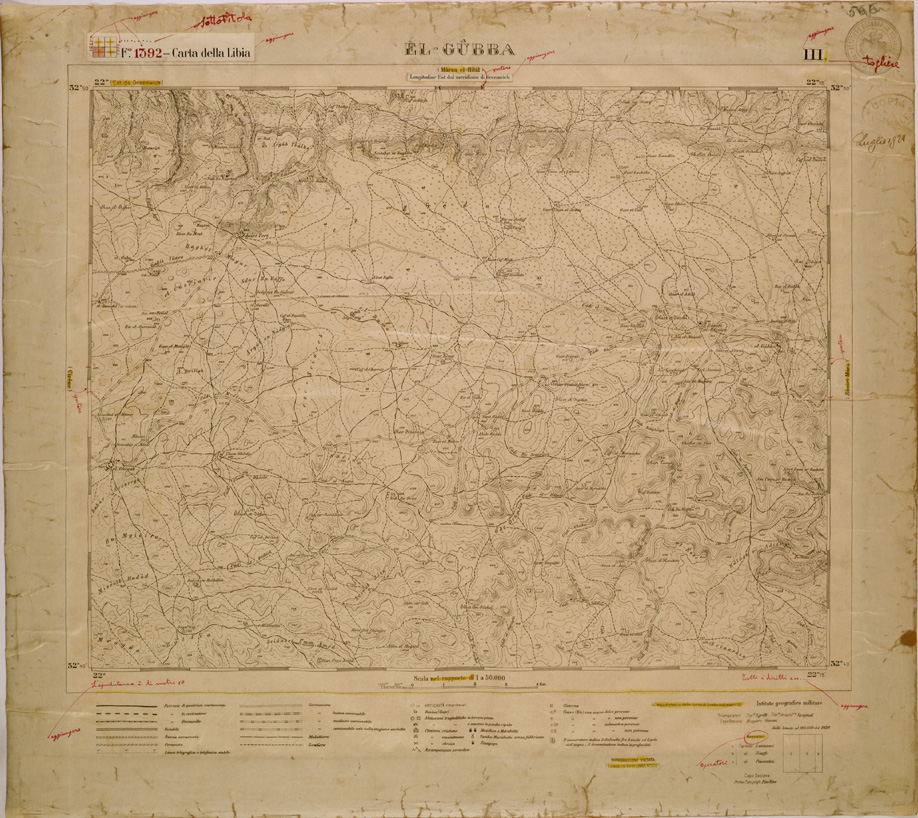 (N:30812) CARTA DELLA LIBIA - FOGLIO 1392 III - EL GUBBA (SE004247) Carte e stampe antiche: riproduzione a colori su carta (formato A1)