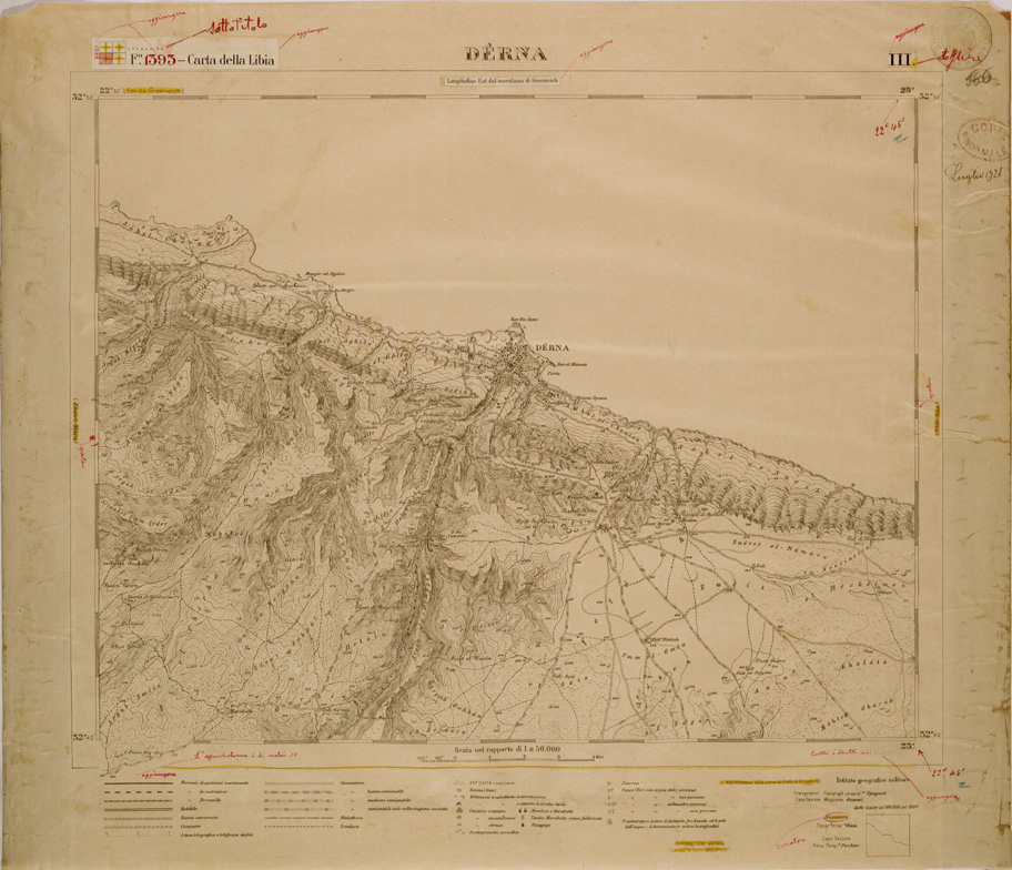 (N:30815) CARTA DELLA LIBIA - FOGLIO 1393 III - DERNA (SE004250) Carte e stampe antiche: riproduzione a colori su carta (formato A1)