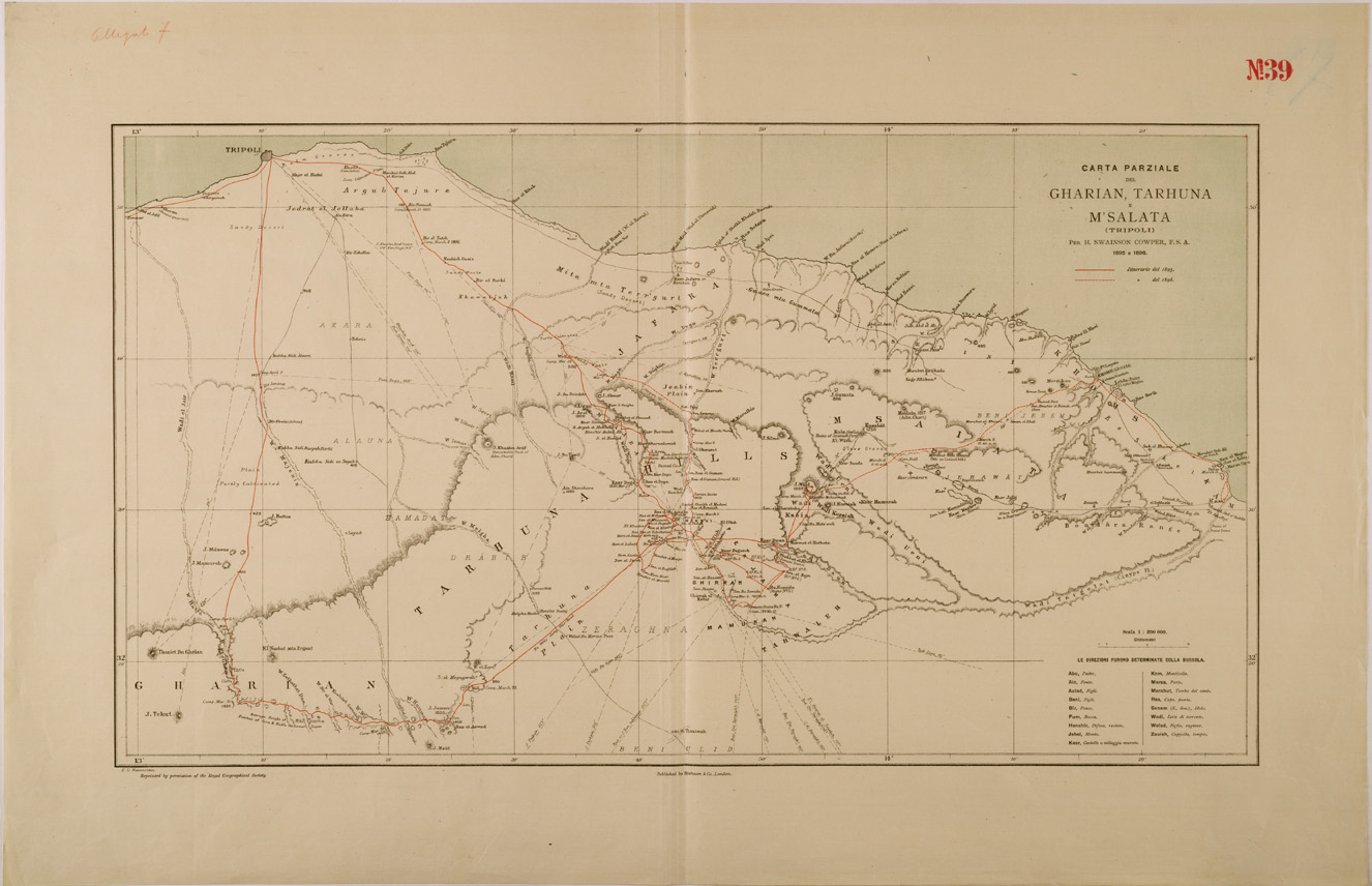 (N:30326) CARTA PARZIALE DEL GHARIAN, TARHANA E M'SALATA. (SE004356) Carte e stampe antiche: riproduzione a colori su carta (formato A1)