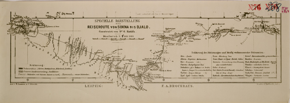 (N:30373) SPECIELLE DARSTELLUNG DER REISEROUTE VON SOKNA BIS DJALO. (SE004403) Carte e stampe antiche: riproduzione a colori su carta (formato A1)