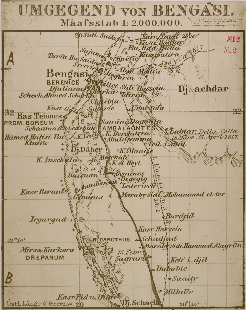 (N:30429) UMGEGEND VON BENGASI. (SE004466) Carte e stampe antiche: riproduzione a colori su carta (formato A1)