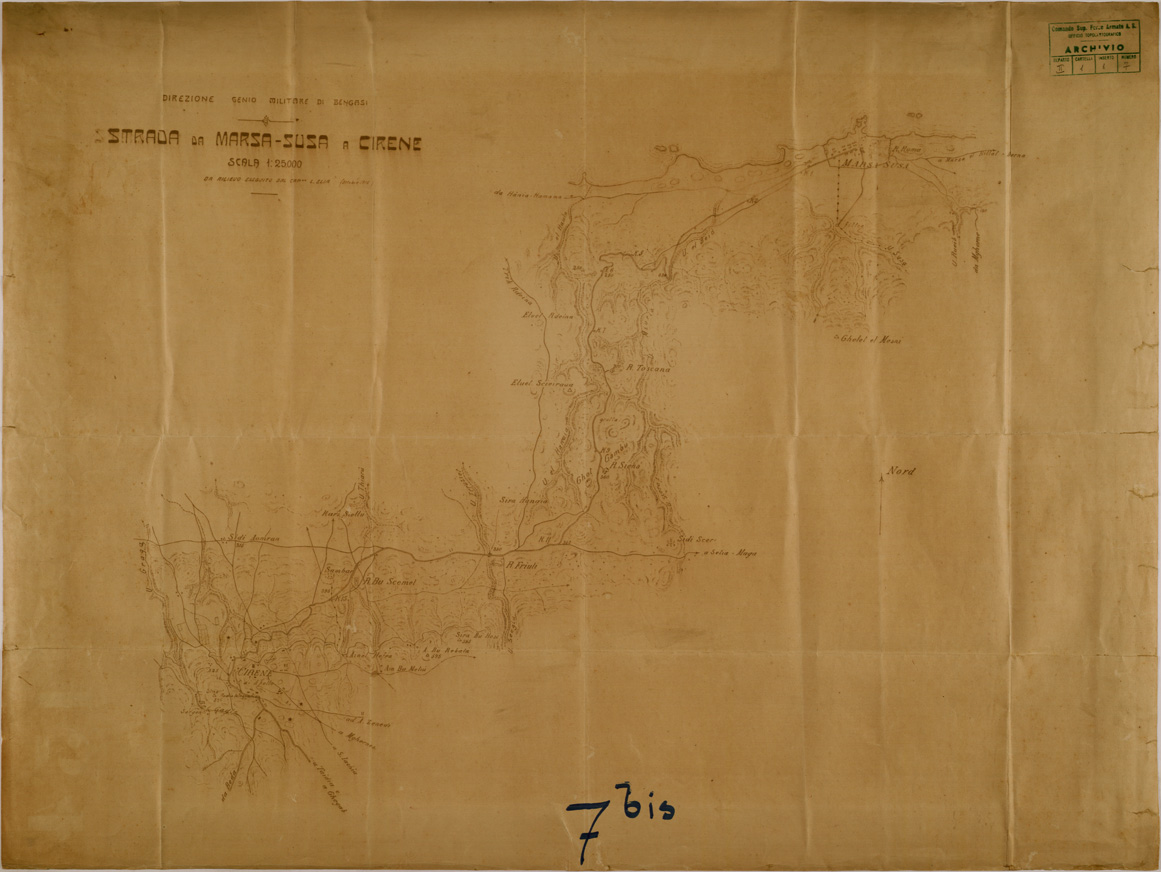(N:30517) STRADA DA MARSA - SUSA A CIRENE. (SE004546) Carte e stampe antiche: riproduzione a colori su carta (formato A1)