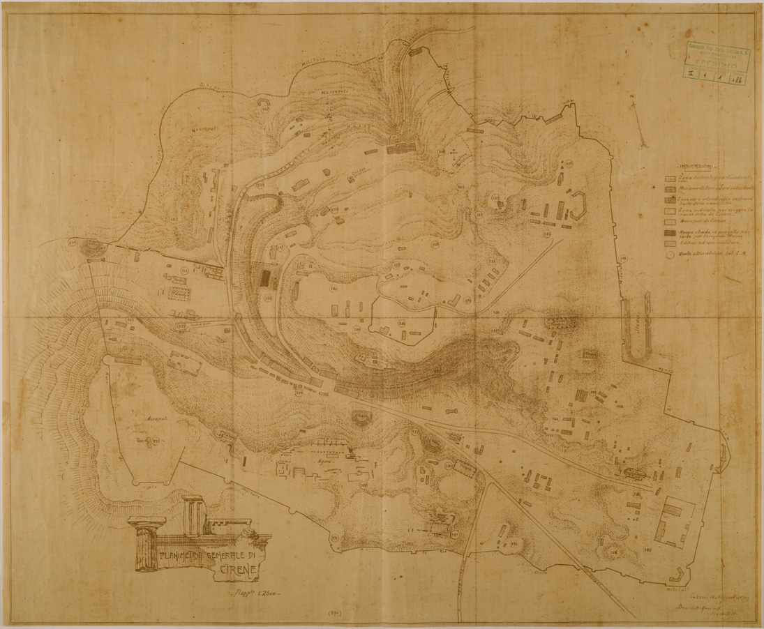 (N:30851) PLANIMETRIA GENERALE DI CIRENE. (SE004779) Carte e stampe antiche: riproduzione a colori su carta (formato A1)