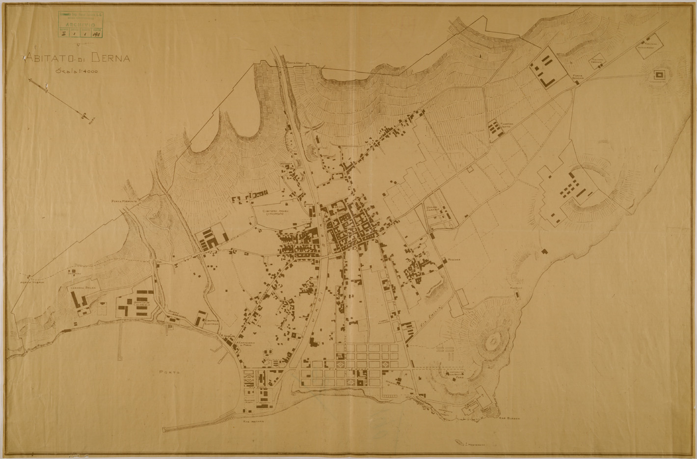 (N:30853) ABITATO DI DERNA. (SE004784) Carte e stampe antiche: riproduzione a colori su carta (formato A1)
