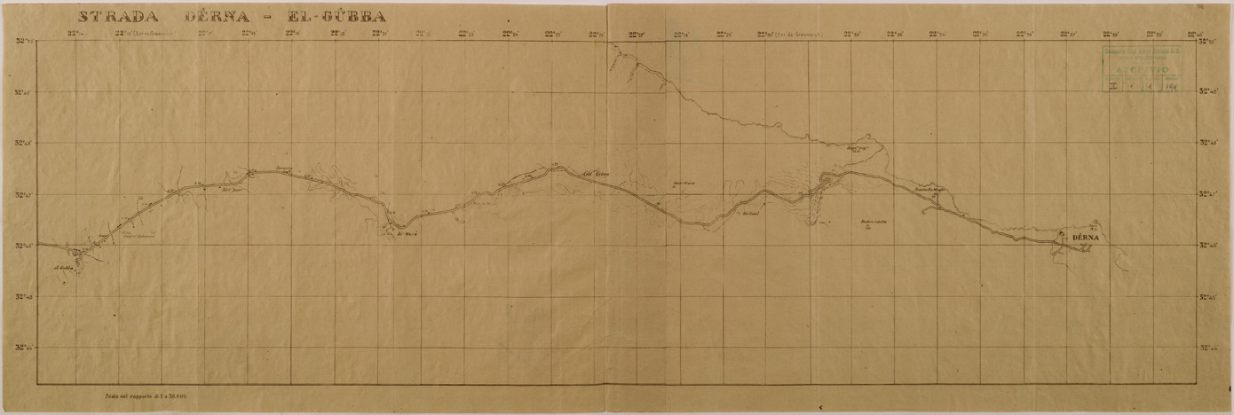 (N:30858) STRADA DERNA - EL GUBBA. (SE004788) Carte e stampe antiche: riproduzione a colori su carta (formato A1)