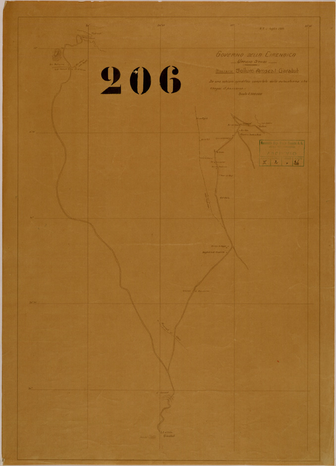 (N:30870) ITINERARIO SOLLUM - AMSEAT - GIARABUB. (SE004800) Carte e stampe antiche: riproduzione a colori su carta (formato A1)
