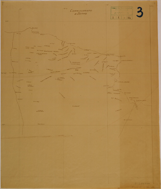 (N:30961) COMMISSARIATI DELLA CIRENAICA - FOGLIO 3 DERNA. (SE004825) Carte e stampe antiche: riproduzione a colori su carta (formato A1)