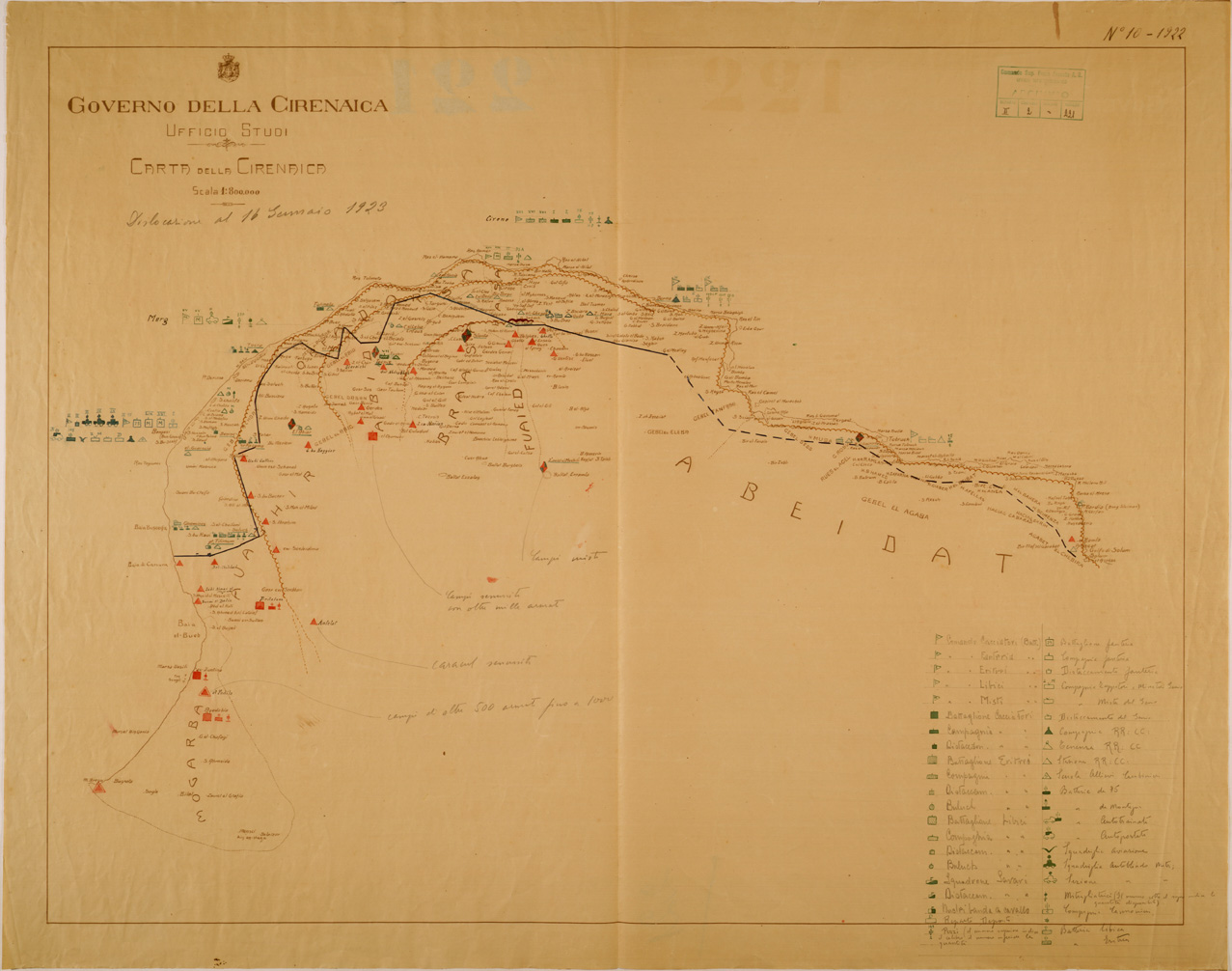 (N:30964) AMMINISTRAZIONE MILITARE IN CIRENAICA. (SE004828) Carte e stampe antiche: riproduzione a colori su carta (formato A1)