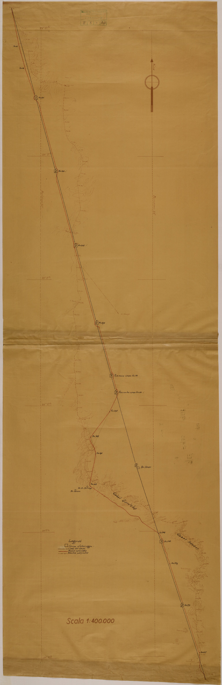 (N:30981) PISTA GIALO - CUFRA. (SE004848) Carte e stampe antiche: riproduzione a colori su carta (formato A1)