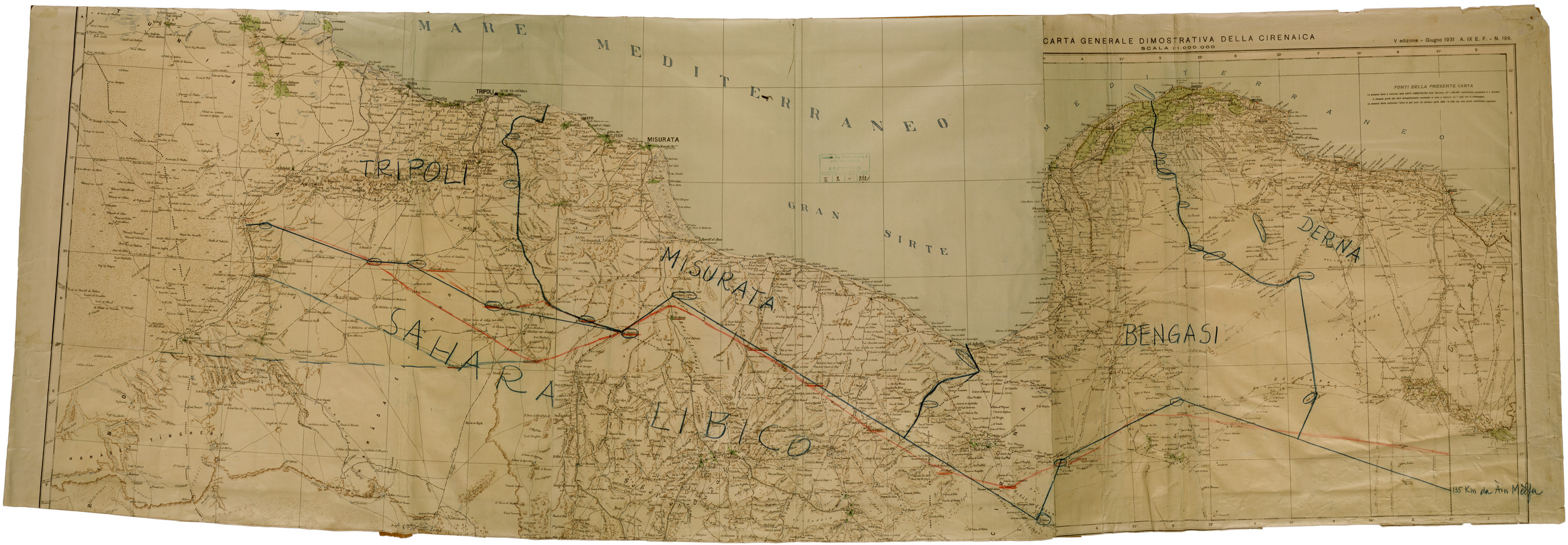 (N:30881) CARTA GENERALE DIMOSTRATIVA DELLA CIRENAICA LIMITE DEL DESERTO LIBICO (SE004871) Carte e stampe antiche: riproduzione a colori su carta (formato A1)