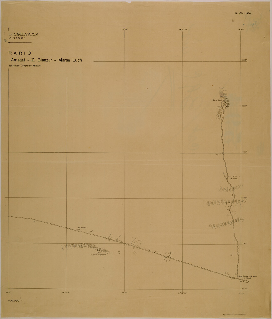 (N:31074) ITINERARIO TOBRUCH UMM EL HATIAN BIVIO AMSEAT GIANZUR MARSA LUCH CARTA 2 (SE004989) Carte e stampe antiche: riproduzione a colori su carta (formato A1)