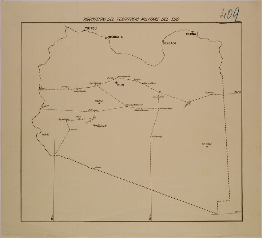 (N:31038) SUDDIVISIONI DEL TERRITORIO MILITARE DEL SUD. (SE005004) Carte e stampe antiche: riproduzione a colori su carta (formato A1)