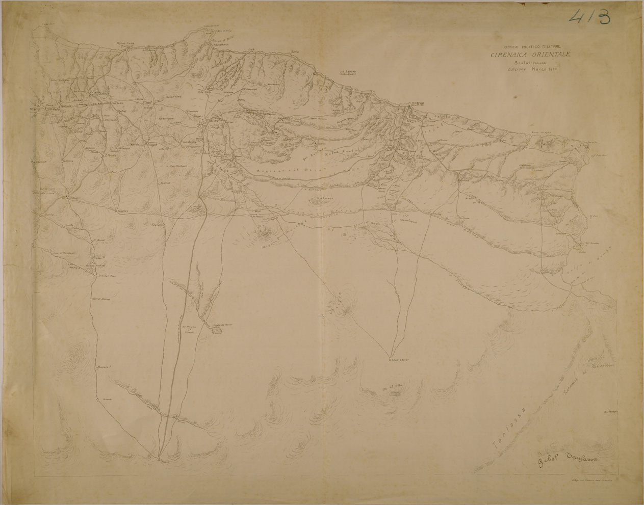 (N:31041) CIRENAICA - PARTE OCCIDENTALE. (SE005007) Carte e stampe antiche: riproduzione a colori su carta (formato A1)