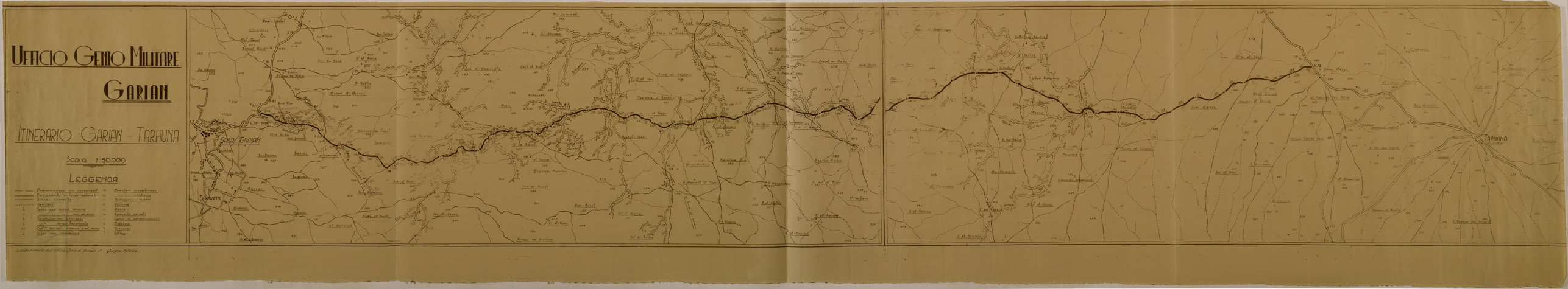 (N:31042) ITINERARIO GARIAN-TARHUNA. (SE005008) Carte e stampe antiche: riproduzione a colori su carta (formato A1)