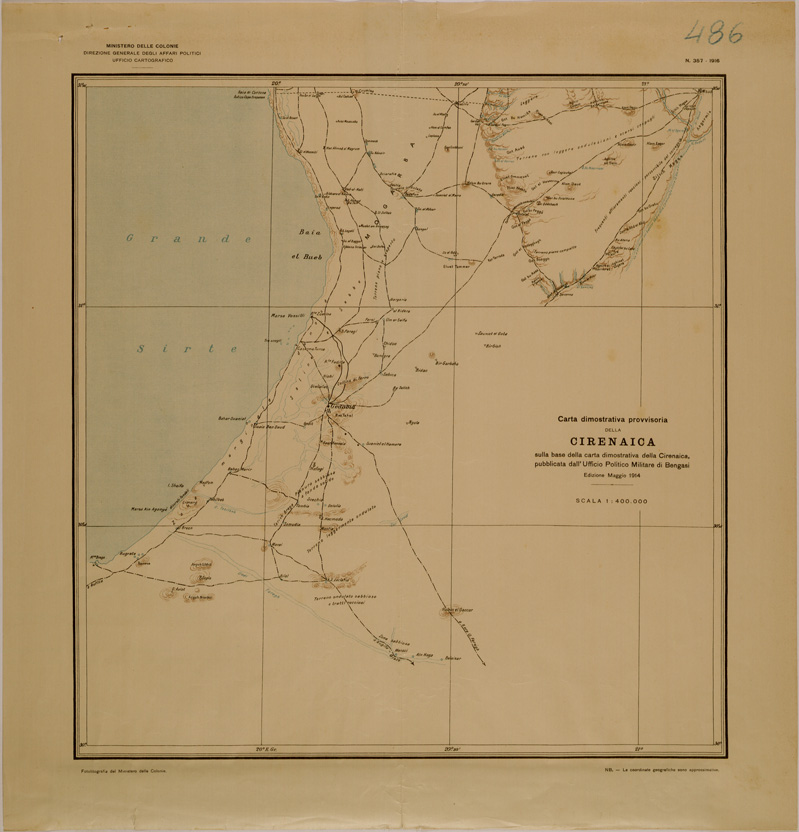 (N:31139) CIRENAICA CARTA DIMOSTRATIVA PROVVISORIA GEDABIA FOGLIO III (SE005082) Carte e stampe antiche: riproduzione a colori su carta (formato A1)