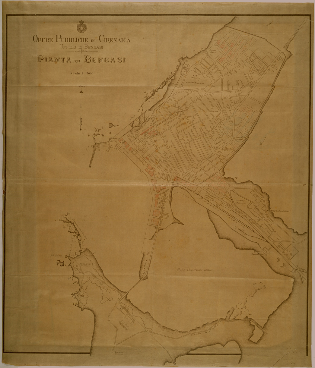 (N:31149) PIANTA DI BENGASI (SE005083) Carte e stampe antiche: riproduzione a colori su carta (formato A1)