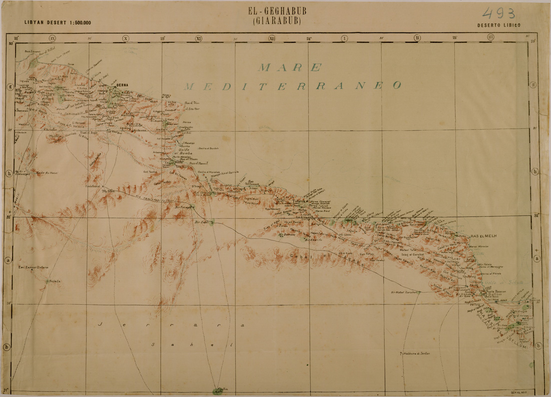 (N:31159) DESERTO LIBICO EL GEGHABUB GIARABUB TAVOLA NORD (SE005091) Carte e stampe antiche: riproduzione a colori su carta (formato A1)