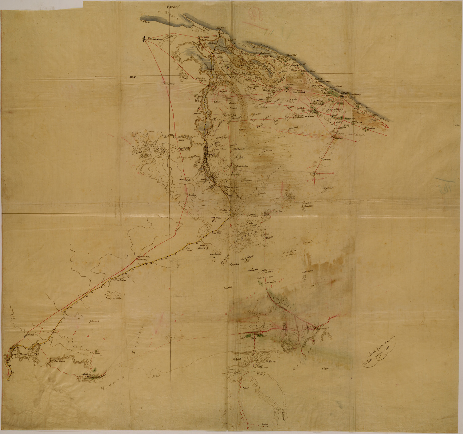 (N:31274) TRIPOLITANIA ( SETTORE OCCIDENTALE ) DISLOCAZIONE DELLE TRUPPE (SE005175) Carte e stampe antiche: riproduzione a colori su carta (formato A1)