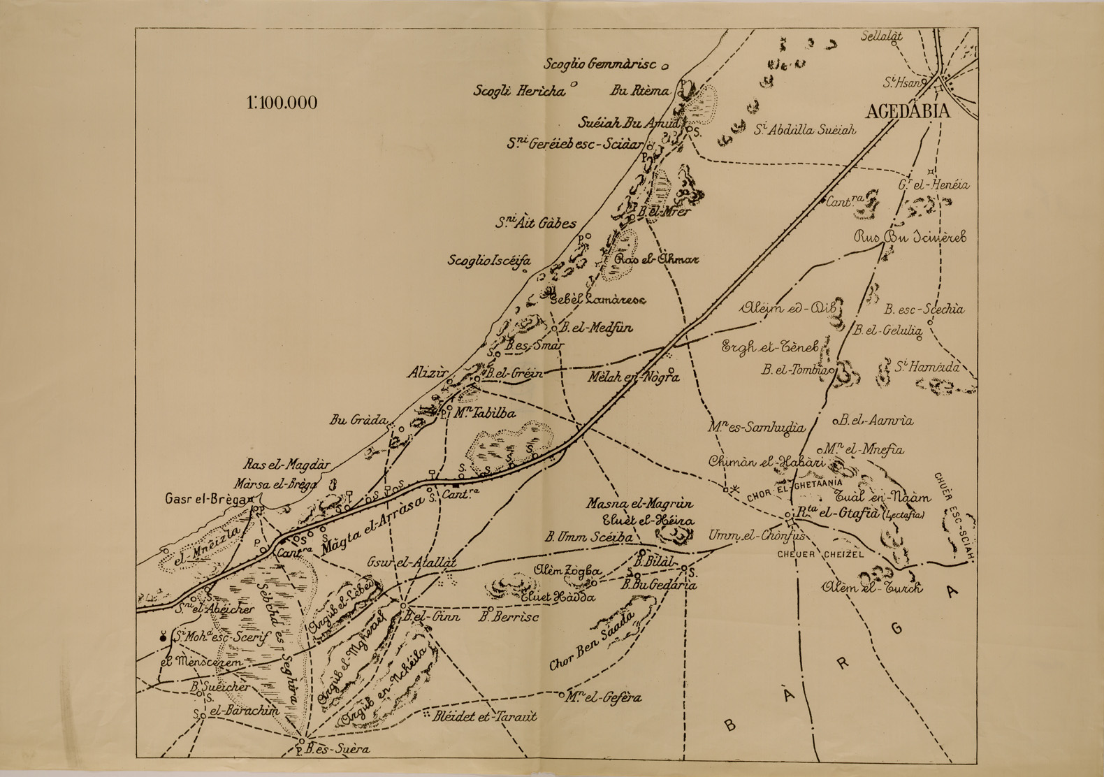 (N:31129) SUD DI AGEDABIA. (SE005231) Carte e stampe antiche: riproduzione a colori su carta (formato A1)