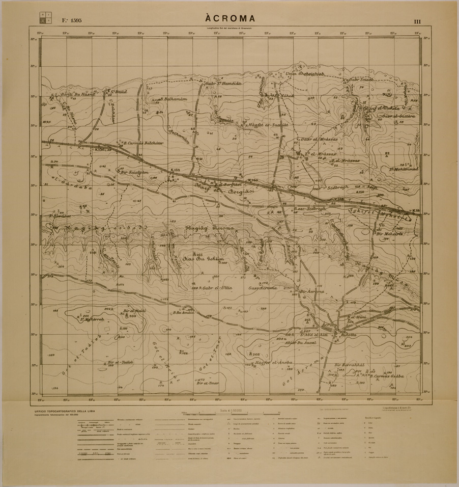 (N:31138) CIRENAICA - FOGLIO 1595 III ACROMA. (SE005238) Carte e stampe antiche: riproduzione a colori su carta (formato A1)