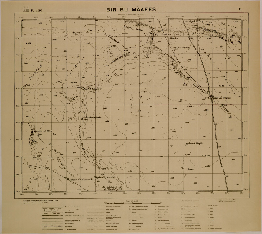 (N:31140) CIRENAICA - FOGLIO 1695 II BIR BU MAAFES. (SE005239) Carte e stampe antiche: riproduzione a colori su carta (formato A1)