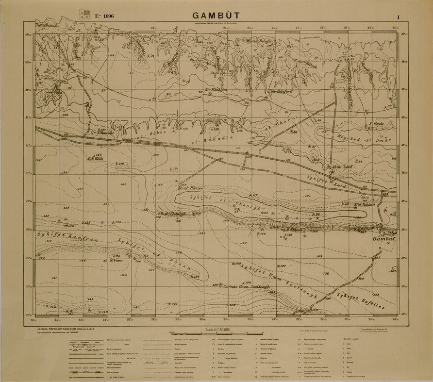 (N:31143) CIRENAICA - FOGLIO 1696 I GAMBUT. (SE005242) Carte e stampe antiche: riproduzione a colori su carta (formato A1)