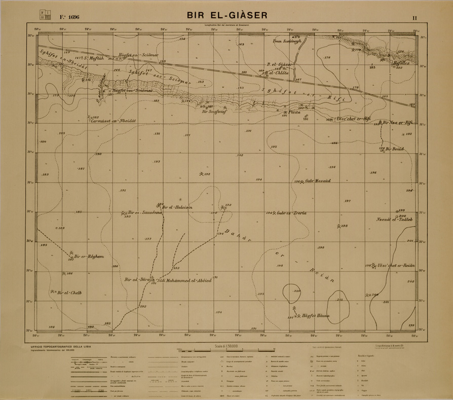 (N:31144) CIRENAICA - FOGLIO 1696 II BIR EL GIASER. (SE005243) Carte e stampe antiche: riproduzione a colori su carta (formato A1)