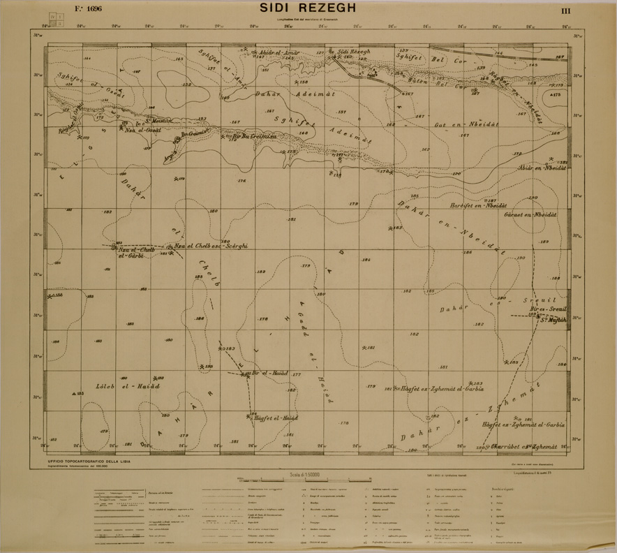 (N:31145) CIRENAICA - FOGLIO 1696 III SIDI REZEGH. (SE005244) Carte e stampe antiche: riproduzione a colori su carta (formato A1)