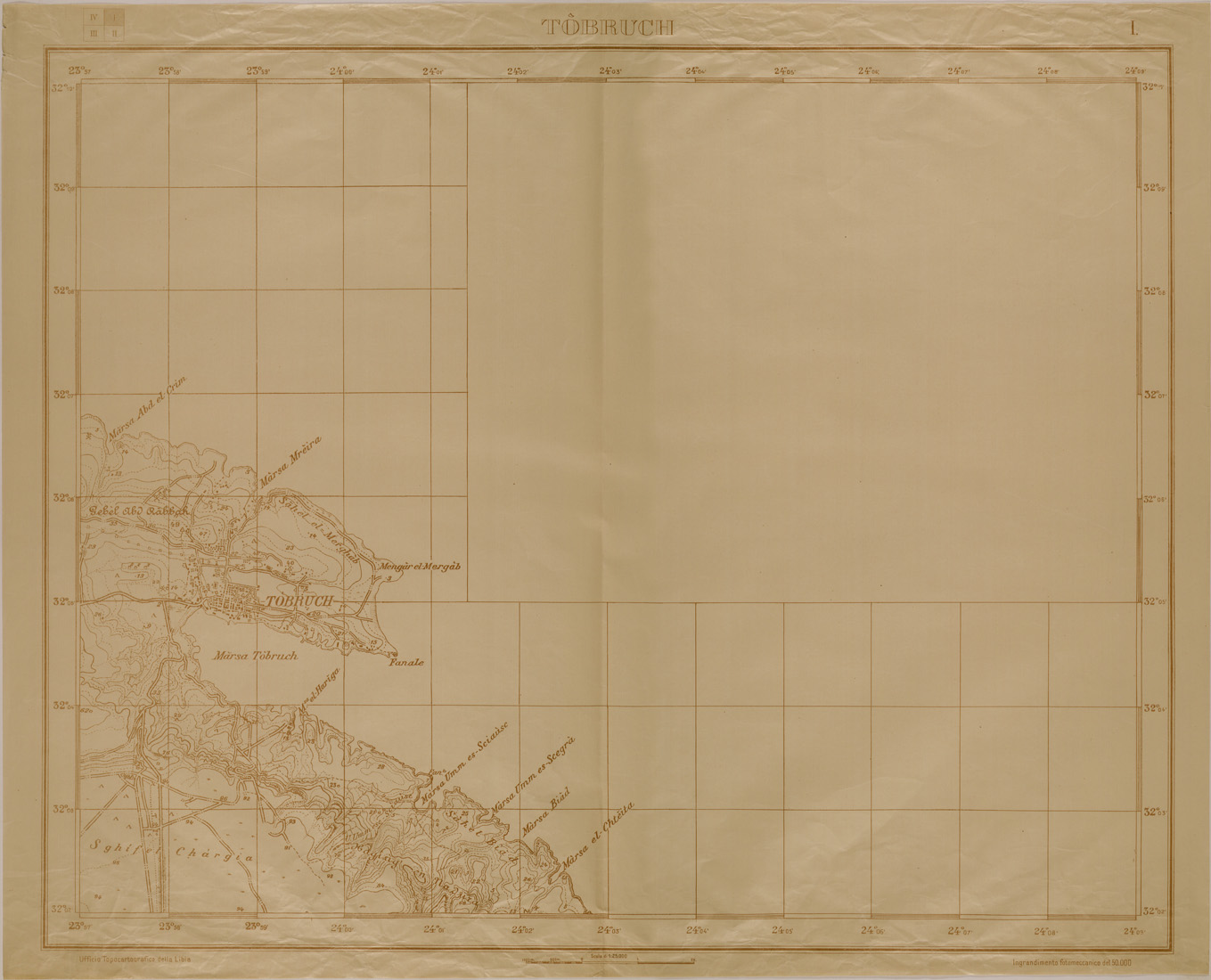 (N:31146) TOBRUCH E DINTORNI - FOGLIO 1. (SE005245) Carte e stampe antiche: riproduzione a colori su carta (formato A1)