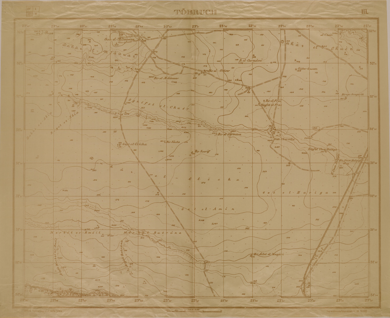 (N:31148) TOBRUCH E DINTORNI - FOGLIO III. (SE005249) Carte e stampe antiche: riproduzione a colori su carta (formato A1)