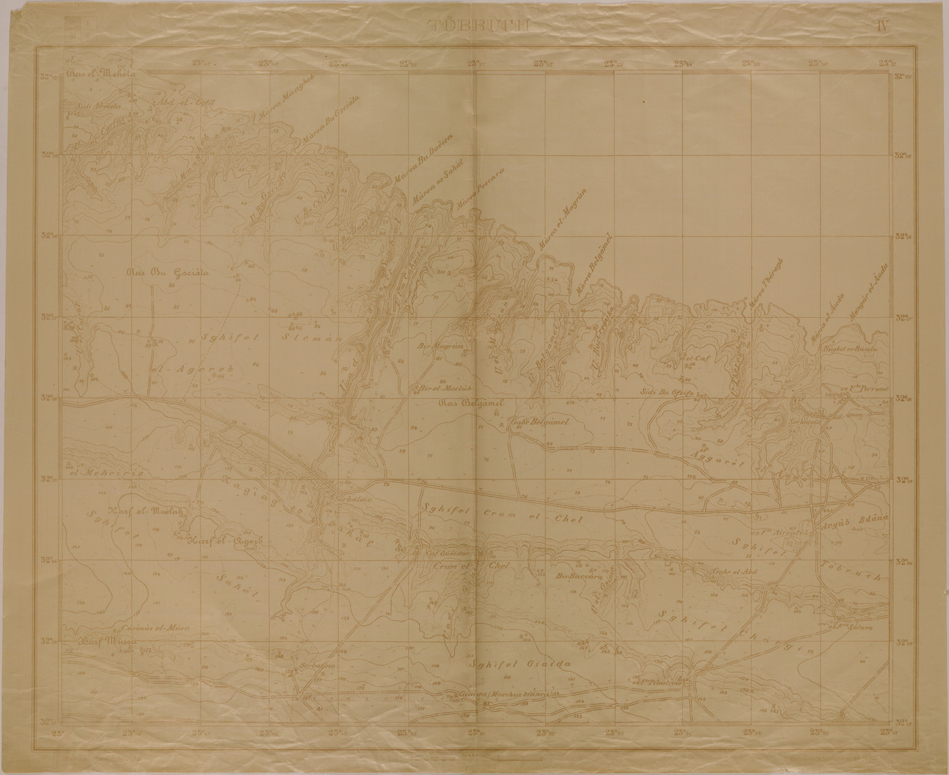 (N:31150) TOBRUCH E DINTORNI - FOGLIO IV. (SE005251) Carte e stampe antiche: riproduzione a colori su carta (formato A1)