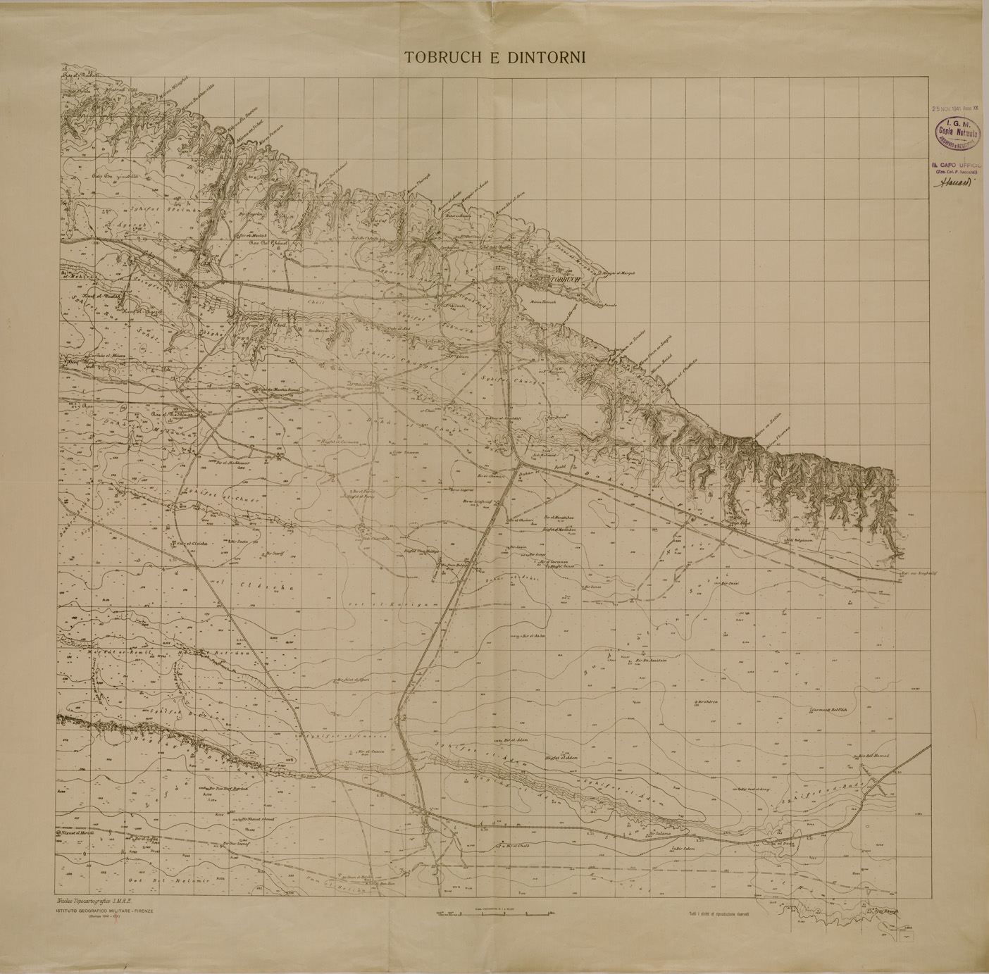 (N:31152) CIRENAICA E DINTORNI. (SE005253) Carte e stampe antiche: riproduzione a colori su carta (formato A1)