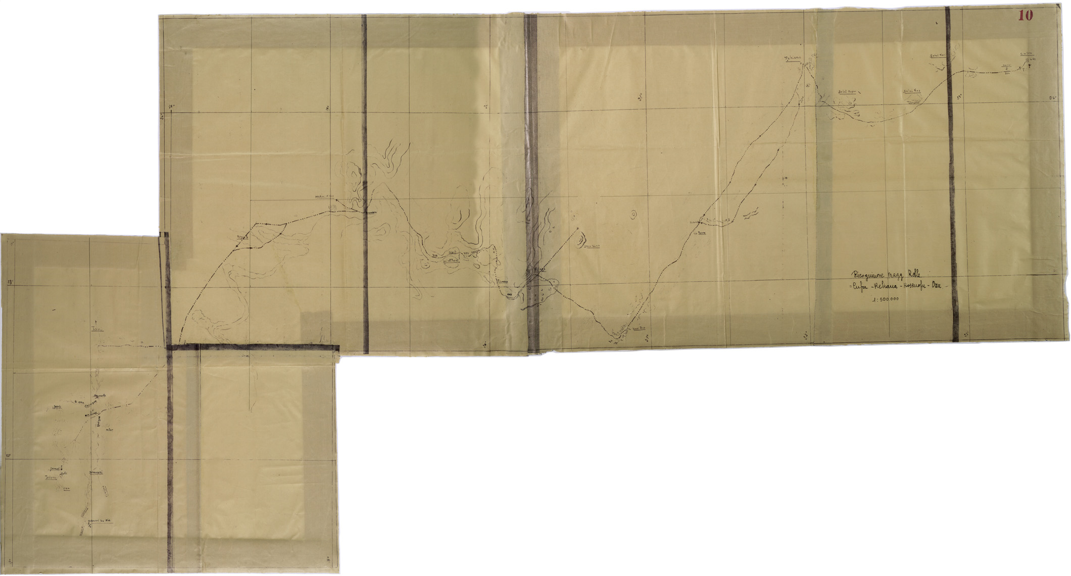 (N:31283) ITINERARIO CUFRA - REBIANA - HOSENOFU - OZU. (SE005316) Carte e stampe antiche: riproduzione a colori su carta (formato A1)