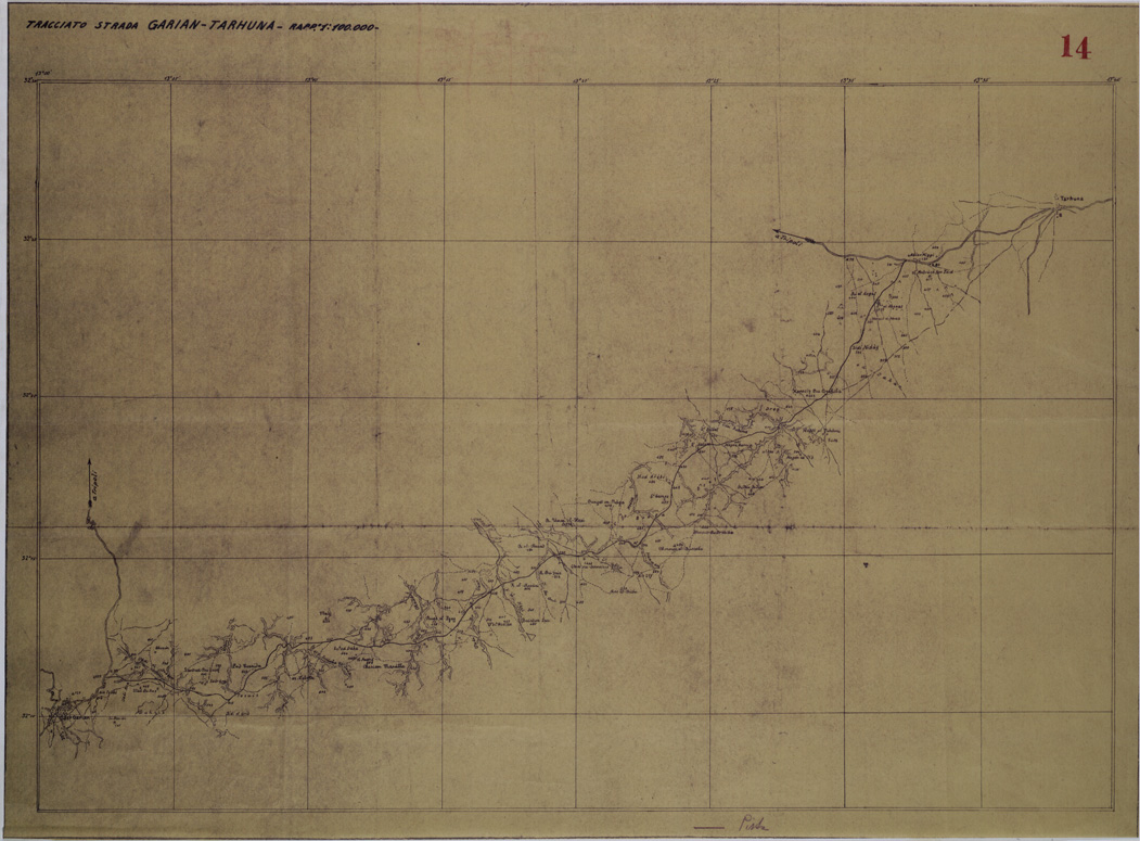 (N:31286) SCHIZZO DELLA STRADA GARIAN - TARHUNA. (SE005320) Carte e stampe antiche: riproduzione a colori su carta (formato A1)