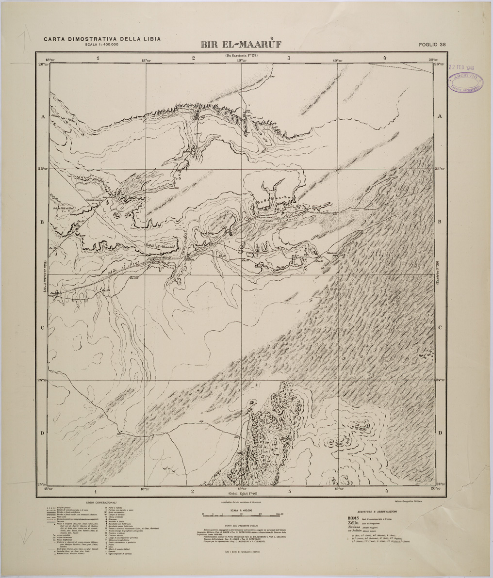 (N:31392) LIBIA - FOGLIO 38 - BIR EL-MAARUF. (SE005448) Carte e stampe antiche: riproduzione a colori su carta (formato A1)