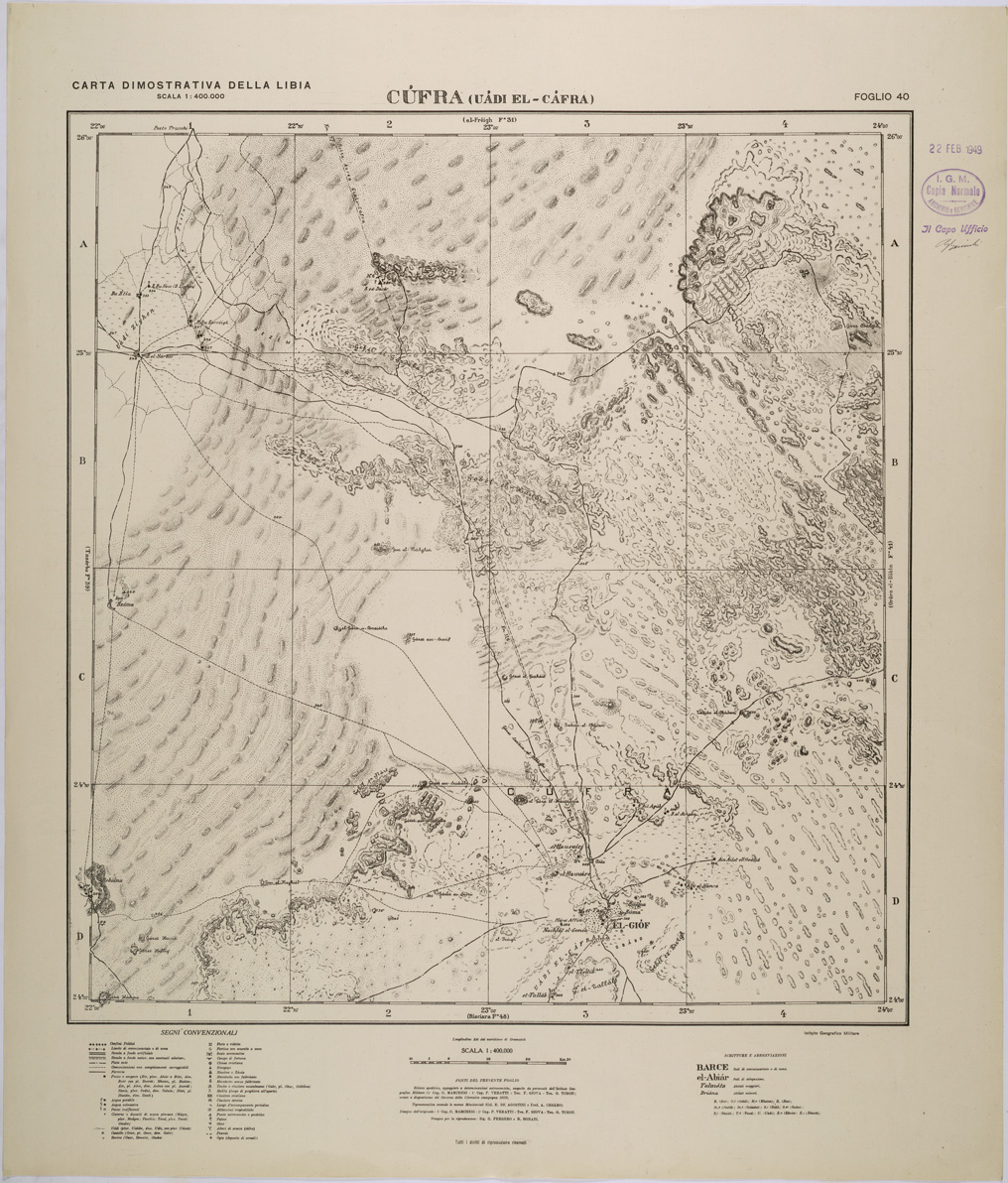 (N:31393) LIBIA - FOGLIO 40 - CUFRA. (SE005450) Carte e stampe antiche: riproduzione a colori su carta (formato A1)