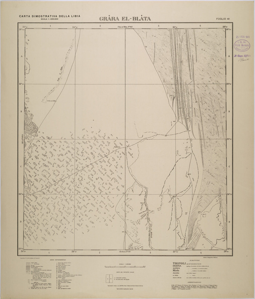 (N:31394) LIBIA - FOGLIO 41 - GRARA EL BLATA. (SE005451) Carte e stampe antiche: riproduzione a colori su carta (formato A1)