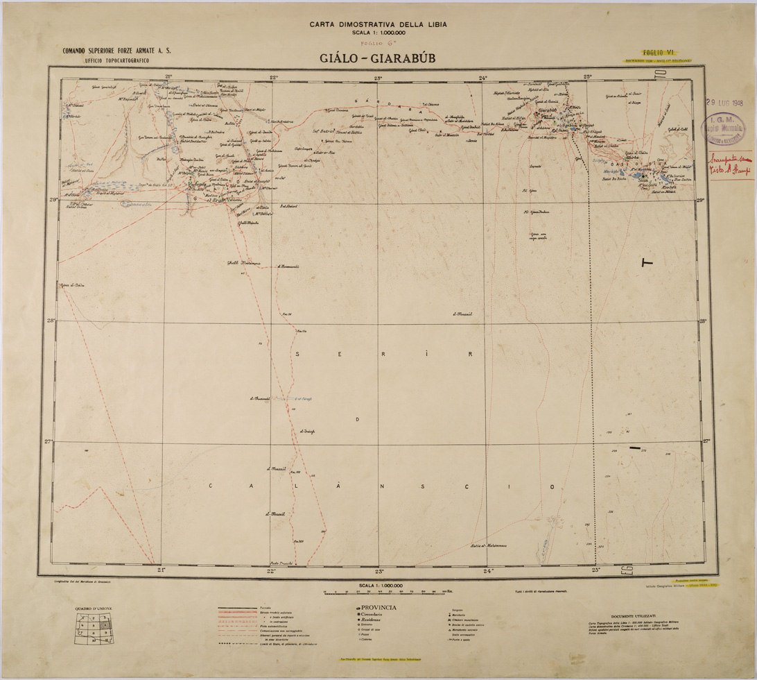 (N:31408) CARTA DIMOSTRATIVA - FOGLIO 6 - GIALO-GIARABUB. (SE005462) Carte e stampe antiche: riproduzione a colori su carta (formato A1)