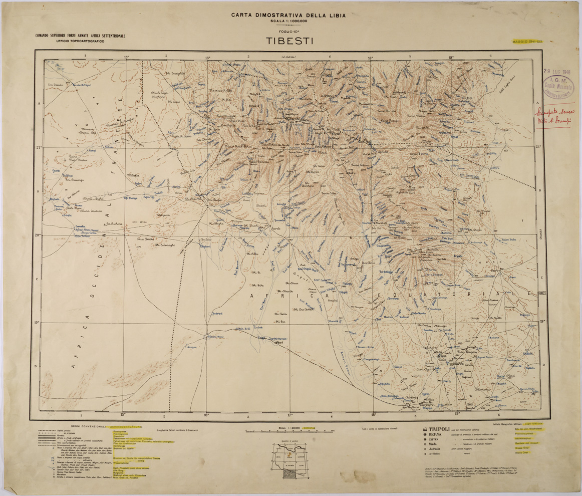 (N:31410) CARTA DIMOSTRATIVA - FOGLIO 10 - TIBESTI. (SE005466) Carte e stampe antiche: riproduzione a colori su carta (formato A1)