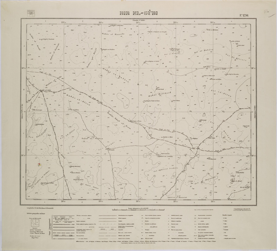 (N:31413) CONTROLLO E REVISIONE CURVE E QUOTE - FOGLIO 1796 - BIR EL GUBI. (SE005469) Carte e stampe antiche: riproduzione a colori su carta (formato A1)