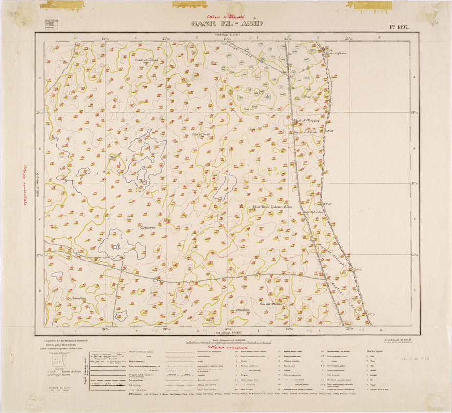 (N:31416) CONTROLLO E REVISIONE CURVE E QUOTE - FOGLIO 1896 - GASR EL ABID. (SE005472) Carte e stampe antiche: riproduzione a colori su carta (formato A1)