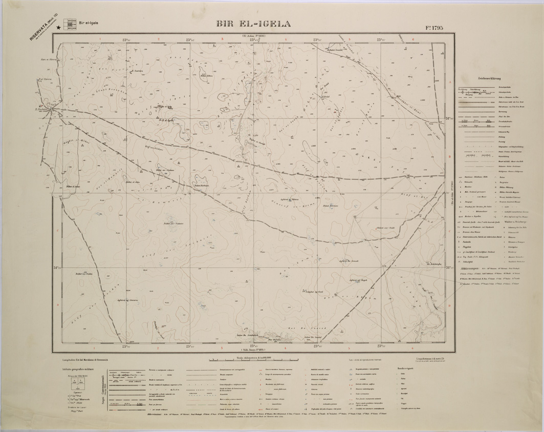 (N:31422) TRIANGOLI DELLA RETE GEODETICA  SU FOGLI - 1795 - BIR EL IGELA. (SE005478) Carte e stampe antiche: riproduzione a colori su carta (formato A1)