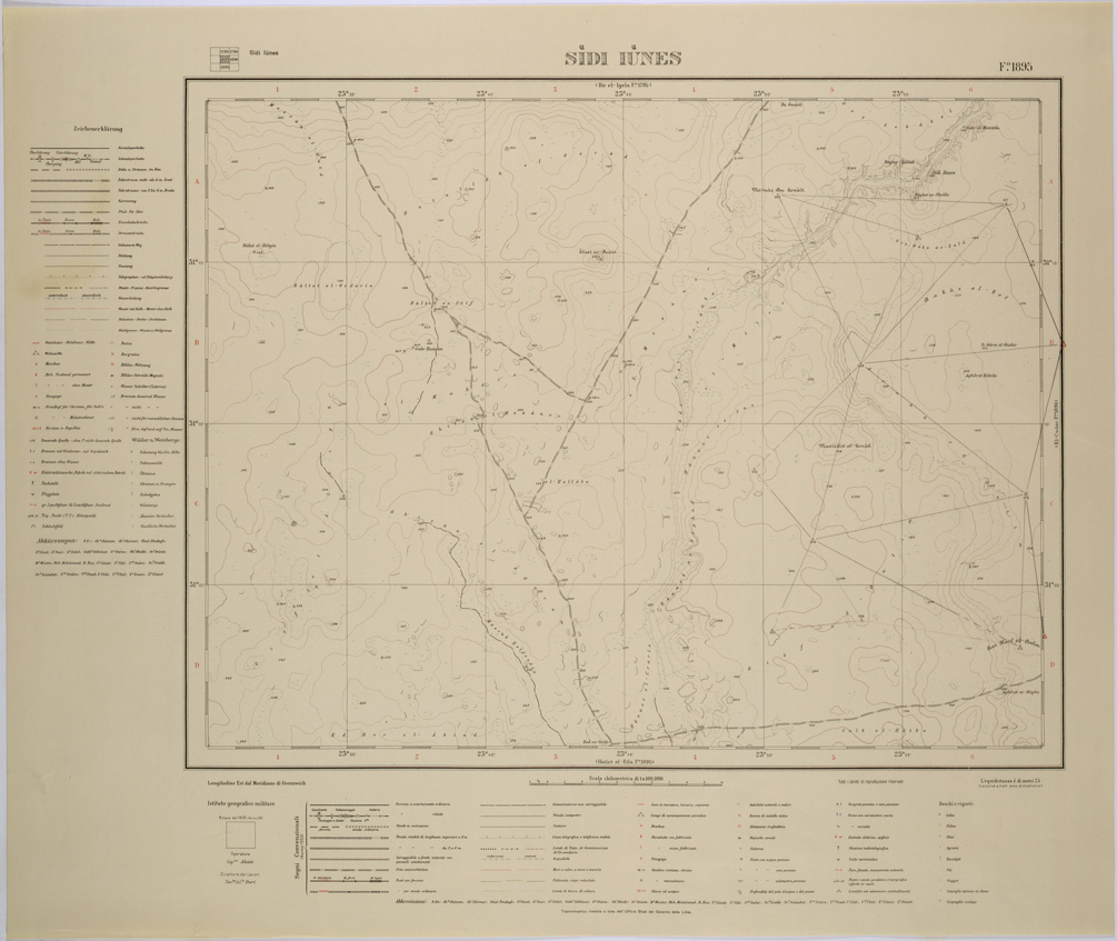 (N:31426) TRIANGOLI DELLA RETE GEODETICA SU FOGLI - FOGLIO 1895 - SIDI IUNES. (SE005482) Carte e stampe antiche: riproduzione a colori su carta (formato A1)