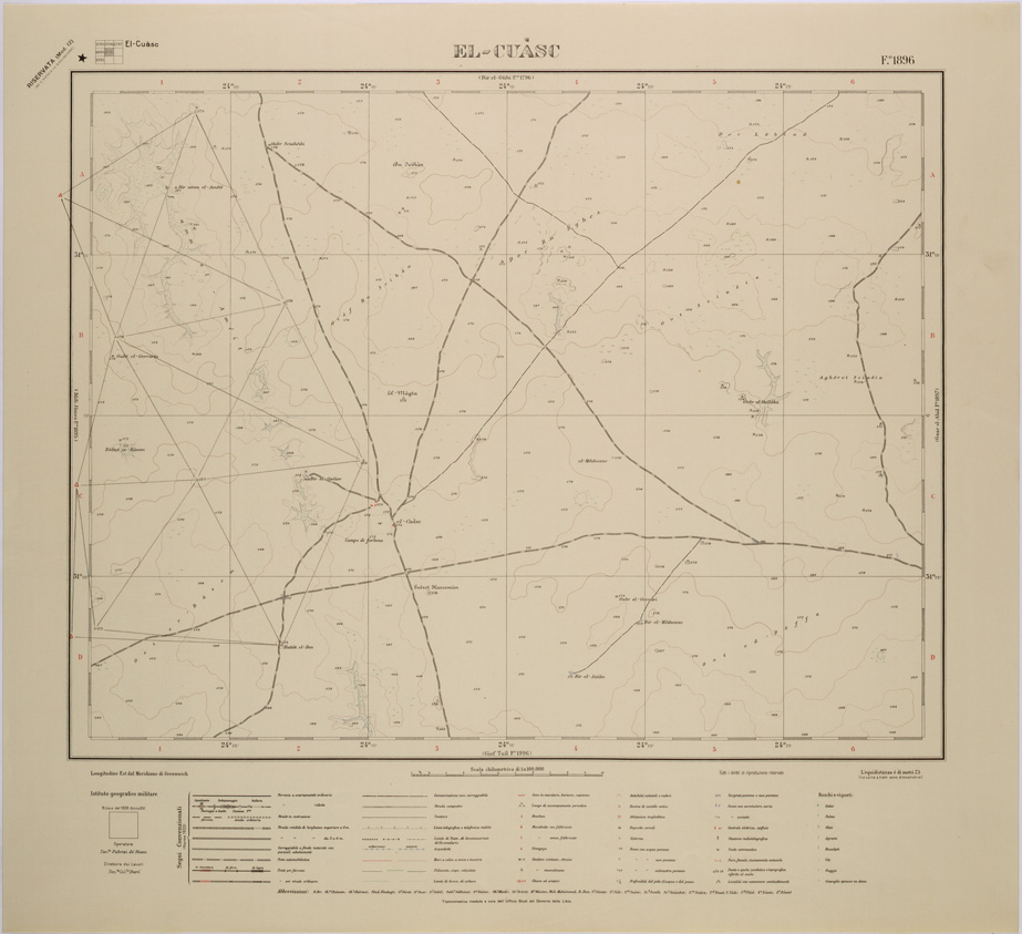 (N:31427) TRIANGOLI DELLA RETE GEODETICA SU FOGLI - FOGLIO 1896 - EL CUASC. (SE005483) Carte e stampe antiche: riproduzione a colori su carta (formato A1)