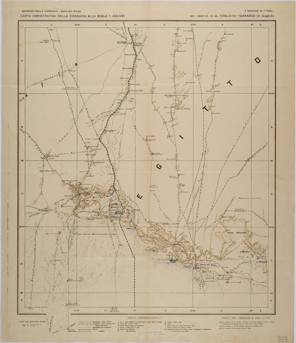 (N:31438) CARTA DIMOSTRATIVA DELLA CIRENAICA - FOGLIO VII. (SE005494) Carte e stampe antiche: riproduzione a colori su carta (formato A1)