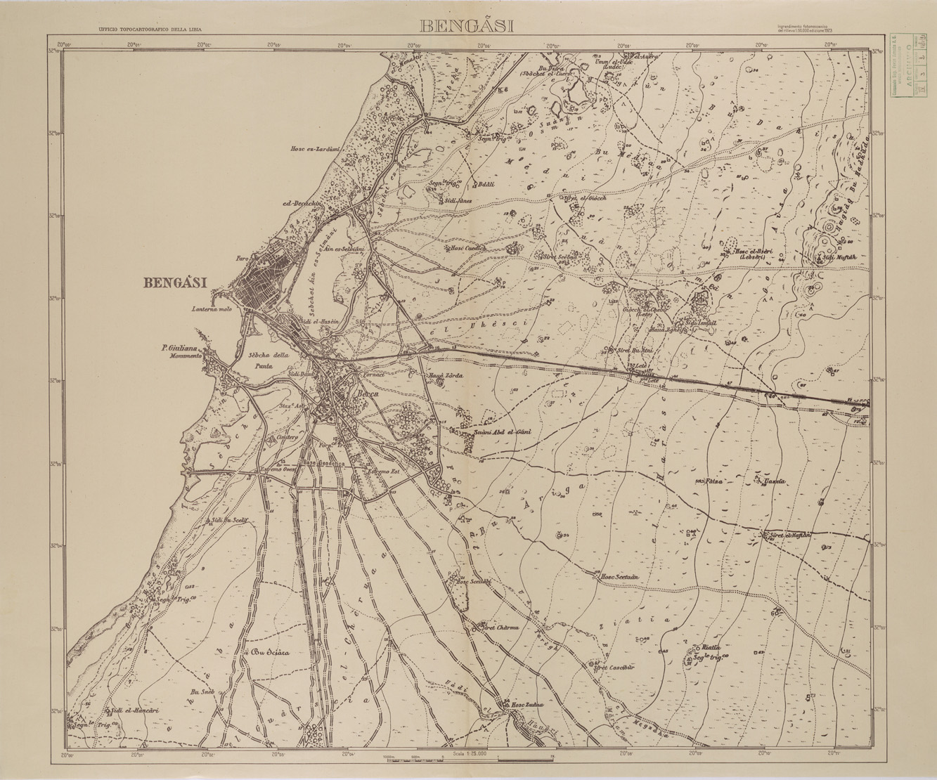 (N:31445) BENGASI. (SE005501) Carte e stampe antiche: riproduzione a colori su carta (formato A1)